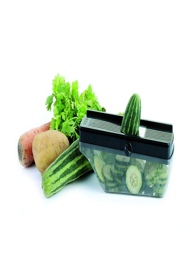 KIDINGTON Adjustable Stainless Steel Blades with Plastic Container, Fruit and Vegetable Compact Dry Fruit Plastic Cutter Slicer with Holder and Container - Multicolor - Image 3